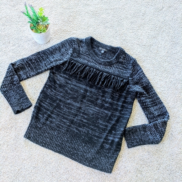 Banana Republic Sweaters - Marled Black Knit Banana Republic Fringe Sweater